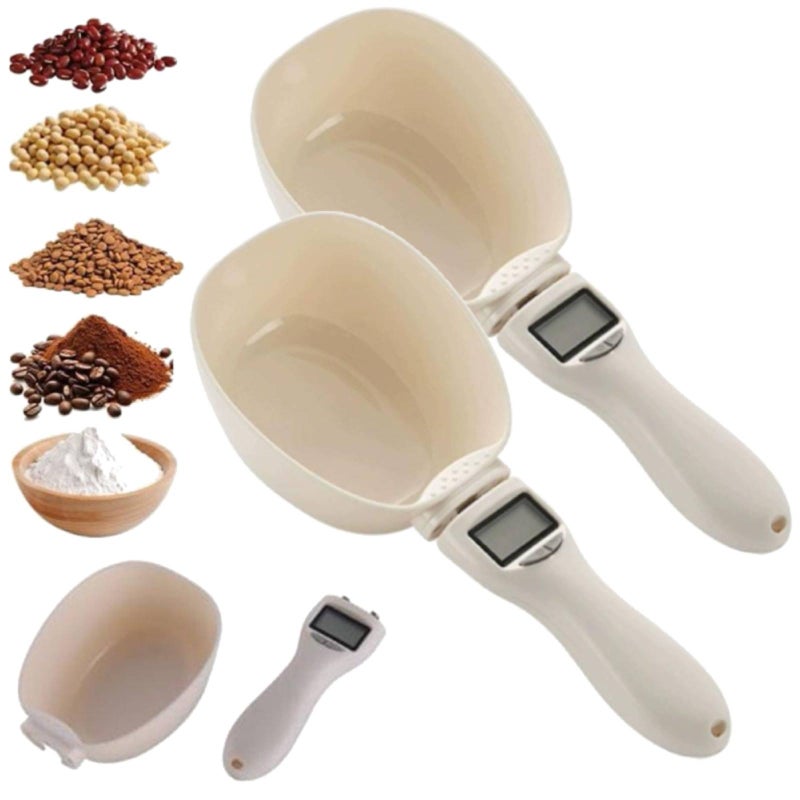 Digital Measuring Spoon, Food Measuring Scoop Scale, Polygons Measurin-g Spoons, Weighing Spoon Scale 800g/0.1g Precision with LCD Display for Dispensing Condiments and Dog Cat Food (2pcs) - Image 1